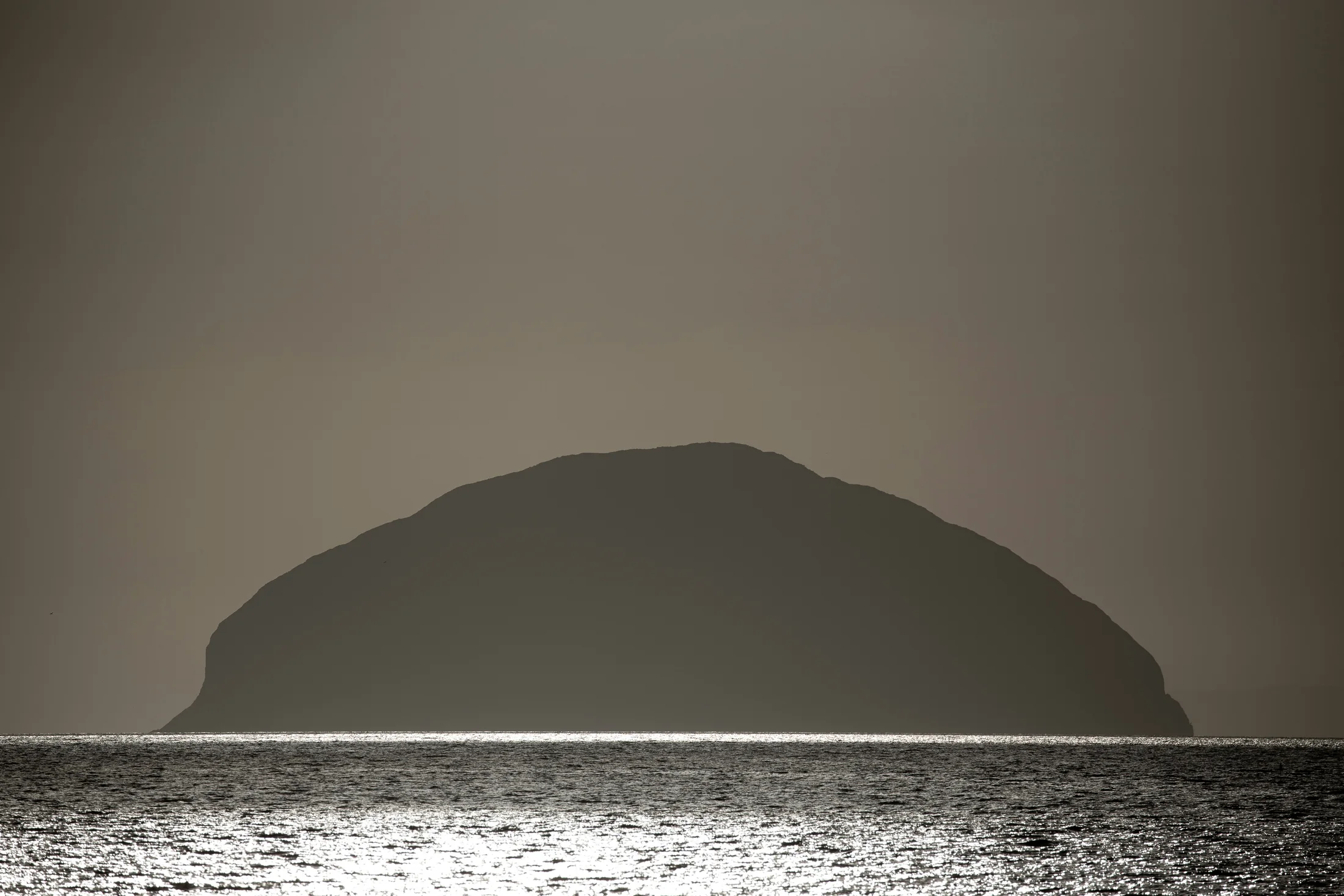 Ailsa Craig rising from the Firth of Clyde off the Ayrshire coast