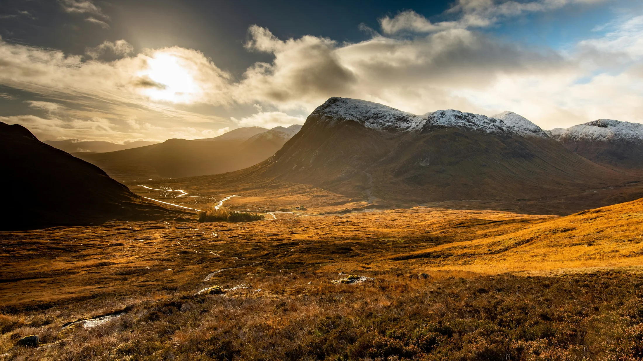 Late light across the mountains of Glencoe