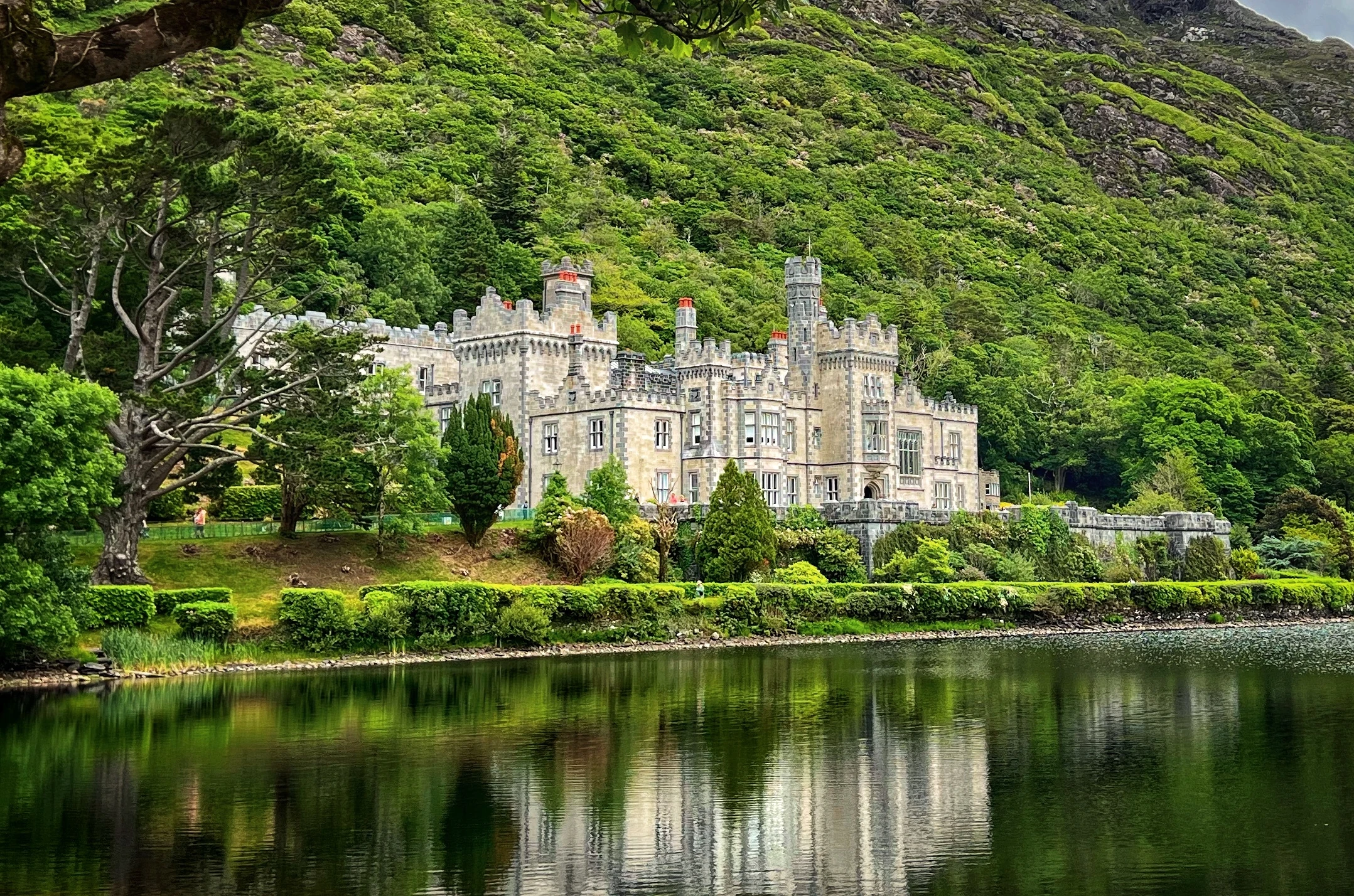 Kylemore Abbey reflected in Connemara waters, Ireland
