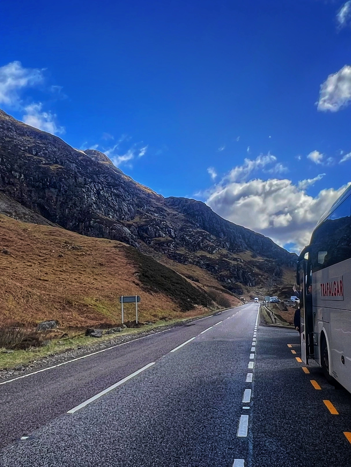 Open road through Glencoe in the Scottish Highlands