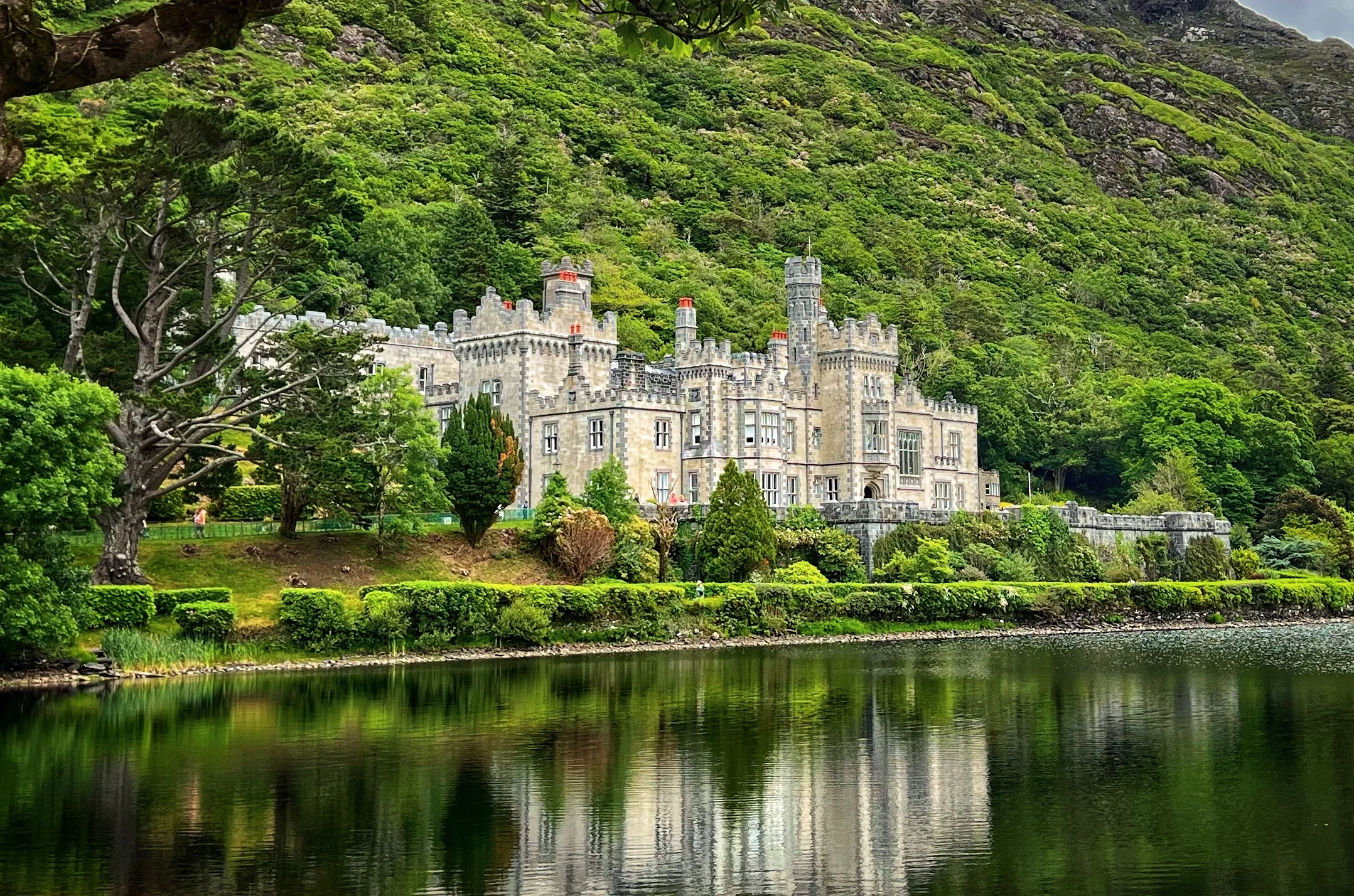Kylemore Abbey and lake in Connemara, Ireland