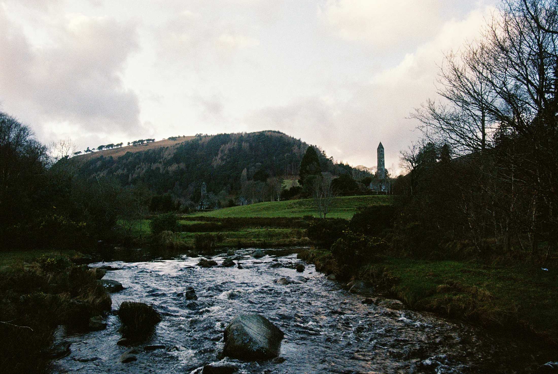 The stream and ancient valley floor at Glendalough, County Wicklow